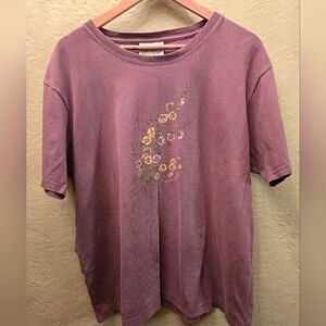 Vintage Northern Reflections Floral Graphic Tee Purple Cottagecore Shirt XL